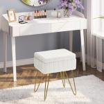 Faux Fur Vanity Stool with Storage and Legs