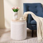 Chilihom Round Upholstered Ottoman Set with Storage
