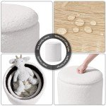 Chilihom Round Upholstered Ottoman Set with Storage