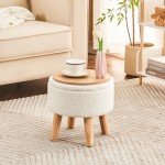 Teddy Velvet Storage Ottoman Footstool - White