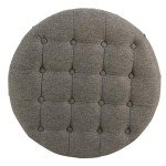 Button Tufted Round Storage Ottoman in Dark Gray