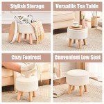 Teddy Velvet Storage Ottoman Footstool - White