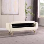 HomePop Modern Storage Bench with Wood Legs - Sherpa Cream
