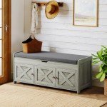 Pipishell Gray 2-Tier Storage Bench with Cushion
