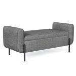 Dark Gray Storage Bench with Armrests and Steel Legs