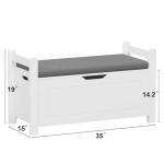 White Entryway Storage Bench with Cushion Seat