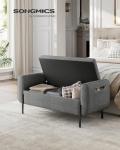 Dark Gray Storage Bench with Armrests and Steel Legs