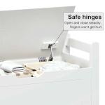 White Entryway Storage Bench with Cushion Seat