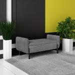 Dark Gray Storage Bench with Armrests and Steel Legs