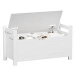 White Entryway Storage Bench with Cushion Seat