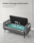 Dark Gray Storage Bench with Armrests and Steel Legs