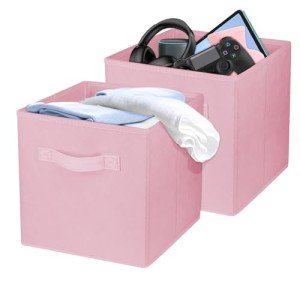 Zuihug 2 Pack Pink Collapsible Storage Bins