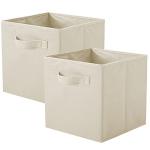 Foldable Fabric Storage Bins - 2 Pack (Beige)