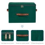 Deep Green Velvet Storage Bins with Zipper Lid