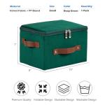 Deep Green Velvet Storage Bins with Zipper Lid