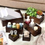 Set of 6 Rustic Wooden Storage Boxes