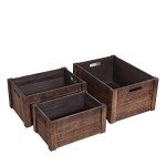 Set of 3 Rustic Wooden Storage Crates