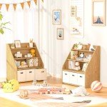 Wooden Kids Bookshelf and Toy Organizer with Drawers