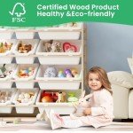 Kids Toy Storage Organizer with Bookshelf & Bins