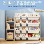 Kids Toy Storage Organizer with Bookshelf & Bins