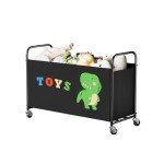 Large Rolling Toy Chest for Kids - Black