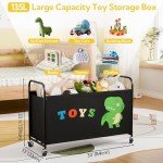 Large Rolling Toy Chest for Kids - Black