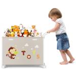 BBLIKE Beige Toy Box with Wheels for Easy Storage