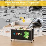 Large Rolling Toy Chest for Kids - Black