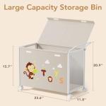 BBLIKE Beige Toy Box with Wheels for Easy Storage