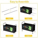 Large Rolling Toy Chest for Kids - Black