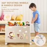 BBLIKE Beige Toy Box with Wheels for Easy Storage