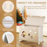 BBLIKE Beige Toy Box with Wheels for Easy Storage