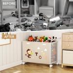 BBLIKE Beige Toy Box with Wheels for Easy Storage
