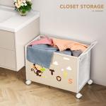 BBLIKE Beige Toy Box with Wheels for Easy Storage