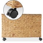 Handwoven Rolling Storage Basket Cart with Lid
