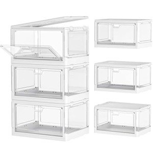 Clear Stackable Storage Bins with Lids - 3 Pack