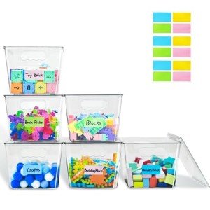 6 Pack Clear Stackable Storage Bins for Toys