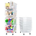 Clear Stackable Storage Bins with Wheels – 4 Pack