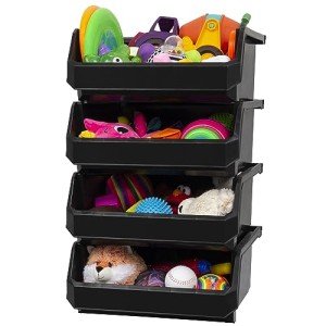 Extra Large Stackable Plastic Storage Bins - 4-Pack