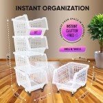 Clear Stackable Storage Bins with Wheels – 4 Pack