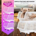 Clear Stackable Storage Bins with Wheels – 4 Pack