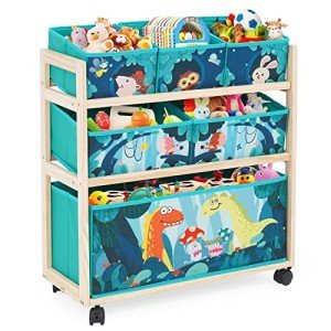Kids Toy Storage Rolling Cart with Wheels