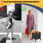 Pink Foldable Utility Cart with Telescoping Handle