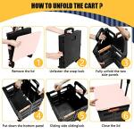 Pink Foldable Utility Cart with Telescoping Handle