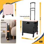 Pink Foldable Utility Cart with Telescoping Handle