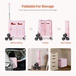 VEVOR Collapsible Rolling Utility Cart, Pink