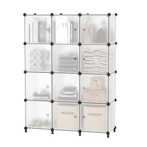 12-Cube Storage Organizer with Doors – Modular Shelving