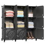 9-Cube Closet Organizer with Doors - Black