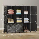 9-Cube Closet Organizer with Doors - Black