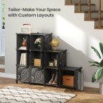9-Cube Closet Organizer with Doors - Black